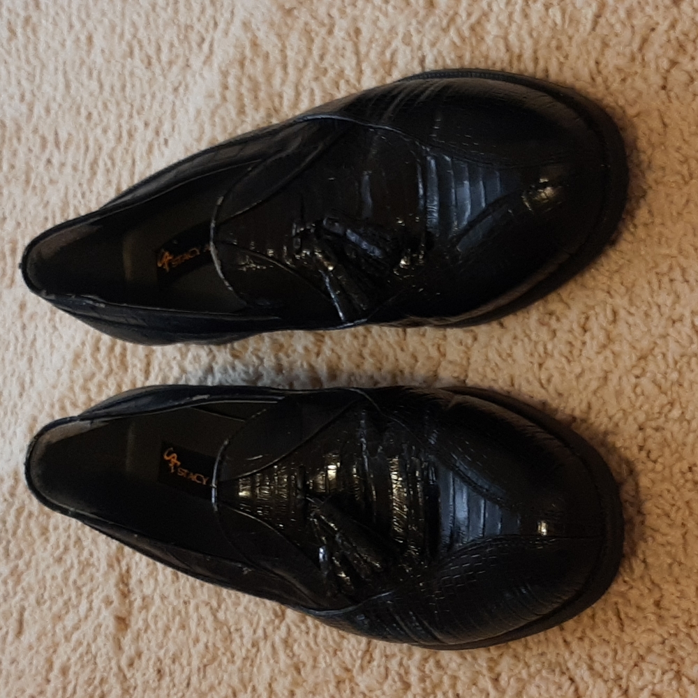 Stacy Adam's black snakeskin slip on shoe